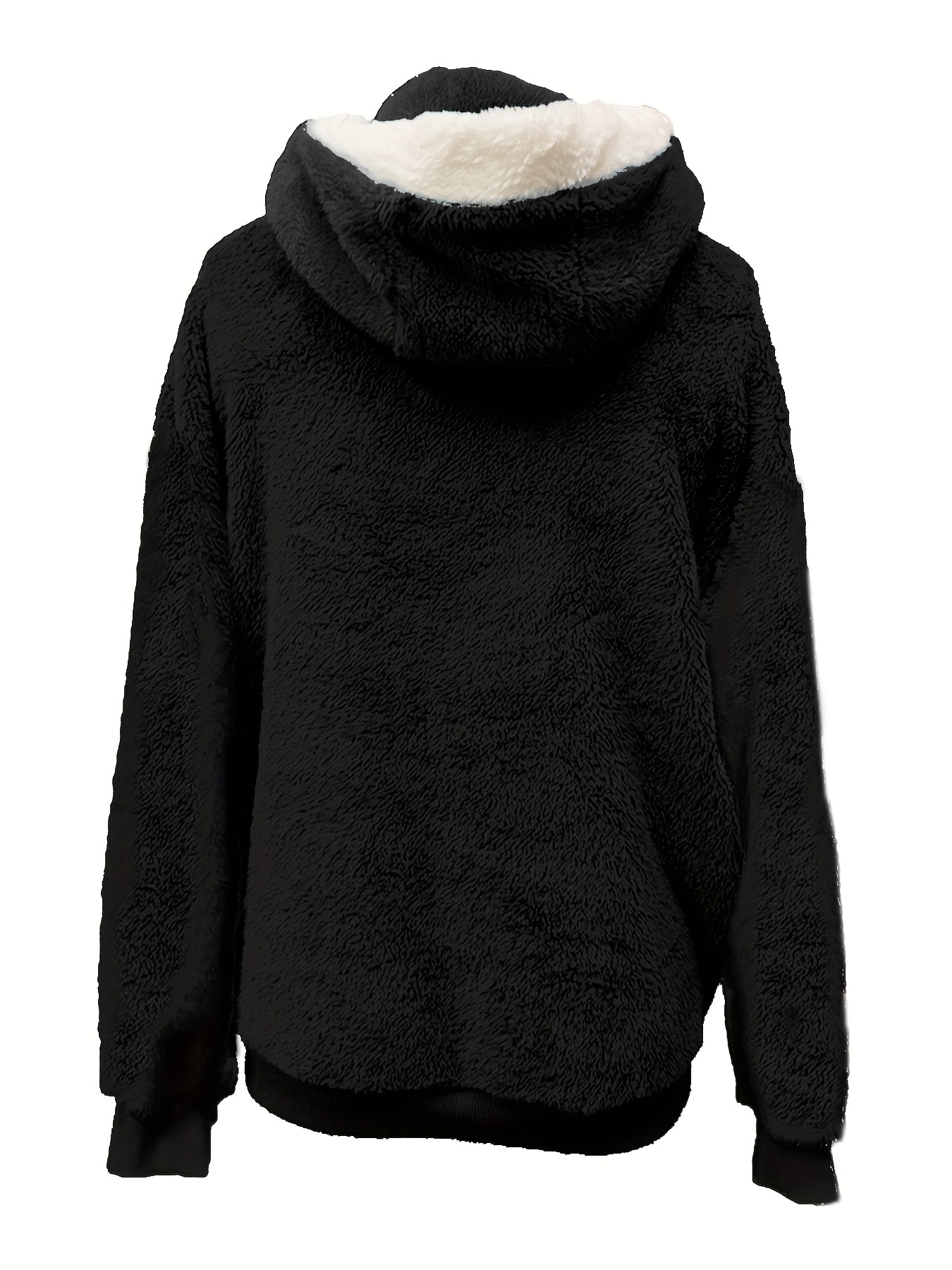 plus size zip up fuzzy warm jacket casual hooded long sleeve outerwear for fall winter womens plus size clothing details 18