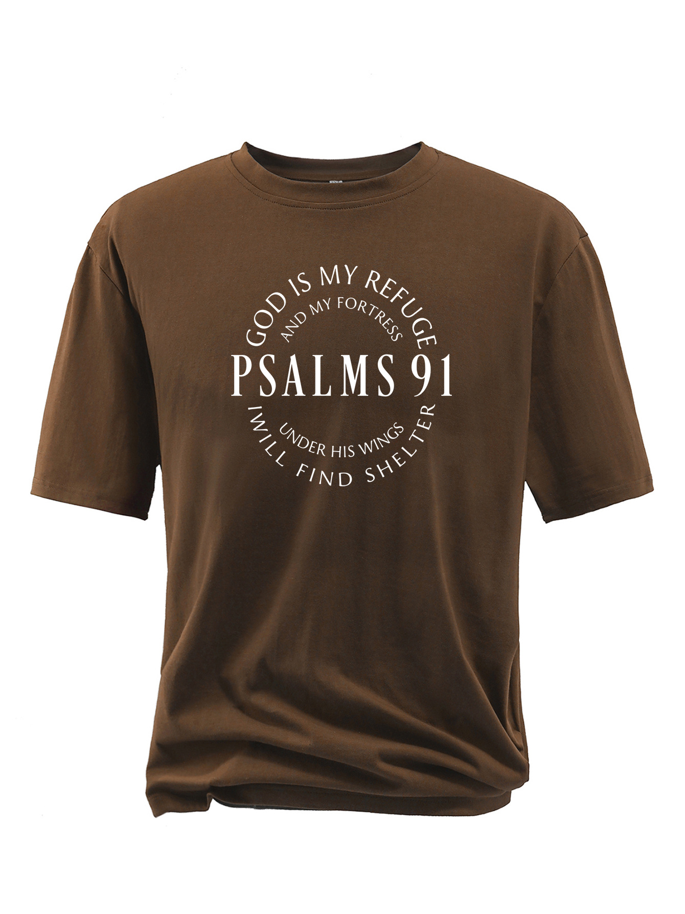 plus size psalm 91 print mens crew neck short sleeve t shirts loose shirts for outdoor activities mens clothes details 2