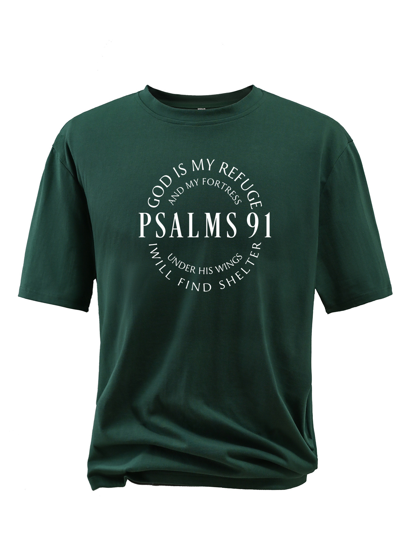 plus size psalm 91 print mens crew neck short sleeve t shirts loose shirts for outdoor activities mens clothes details 4