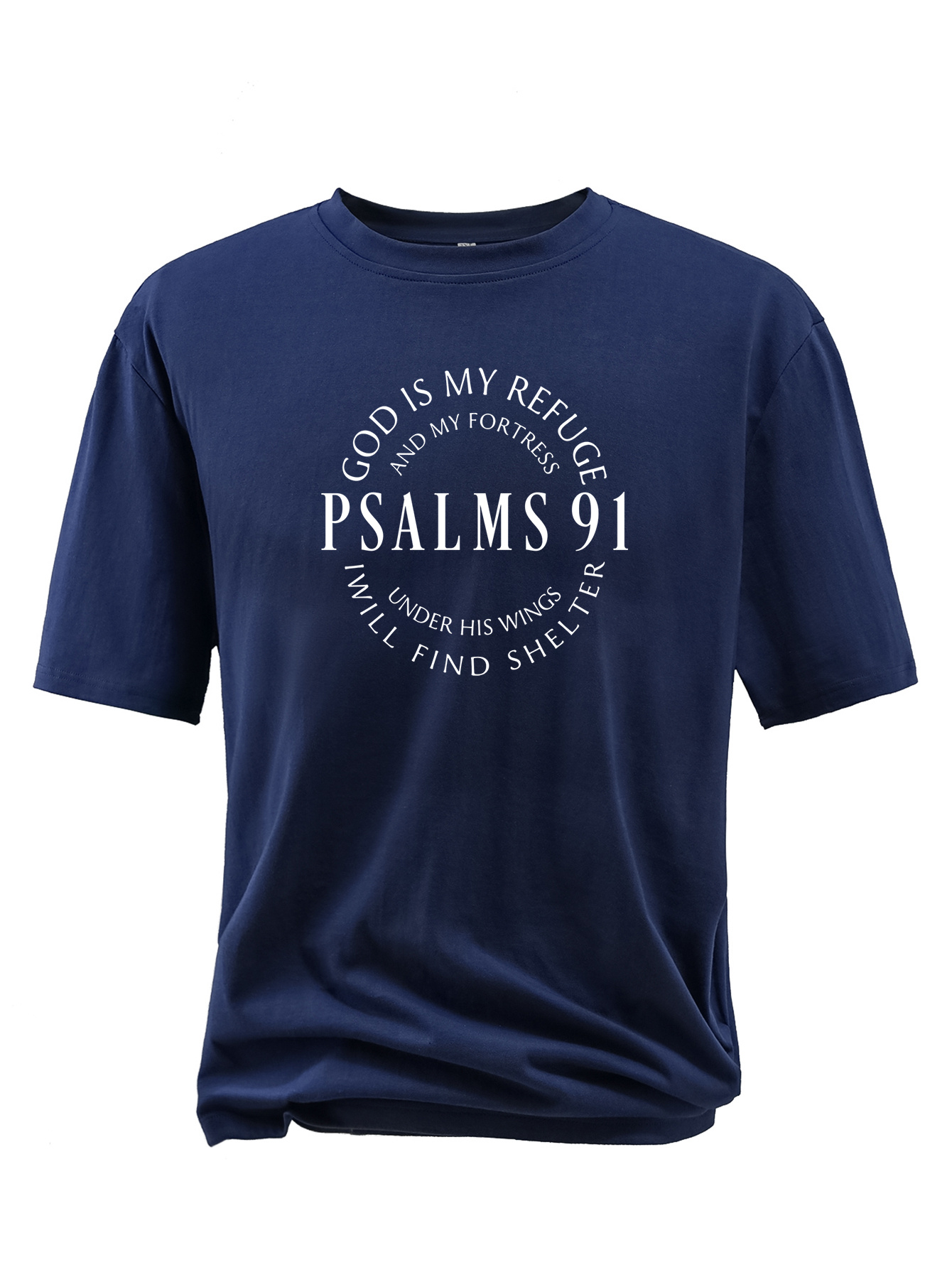 plus size psalm 91 print mens crew neck short sleeve t shirts loose shirts for outdoor activities mens clothes details 6