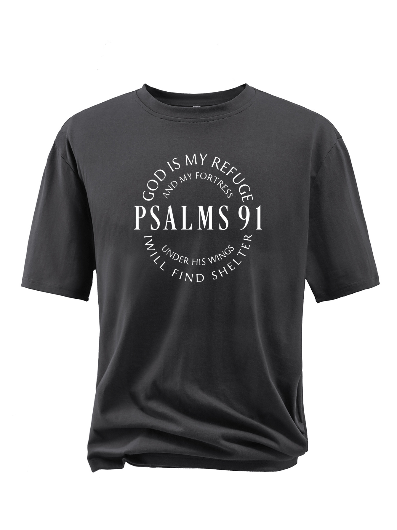 plus size psalm 91 print mens crew neck short sleeve t shirts loose shirts for outdoor activities mens clothes details 8