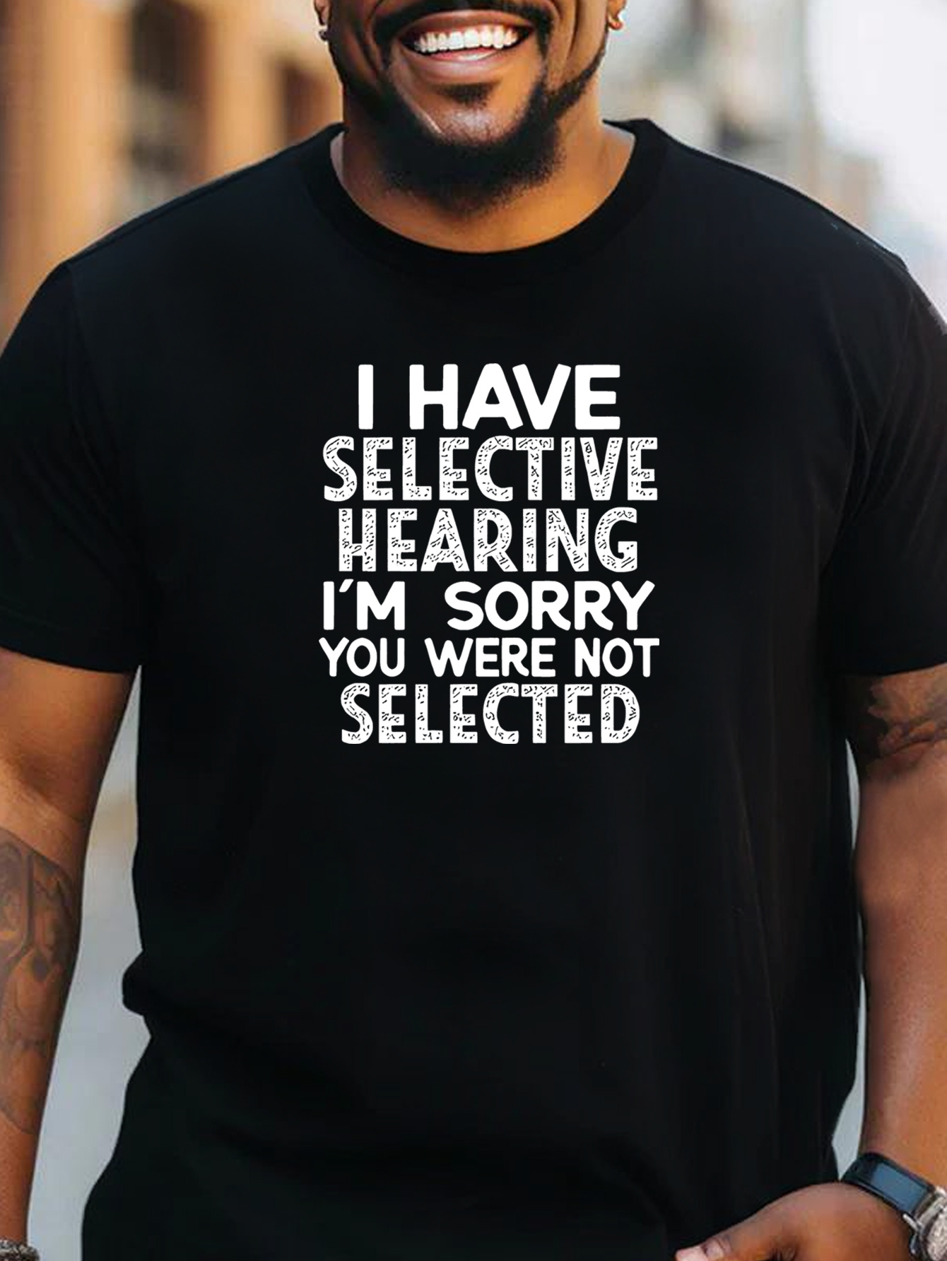 plus size mens t shirt i have selective hearing graphic print tees for summer trendy casual short sleeve tops for males details 0