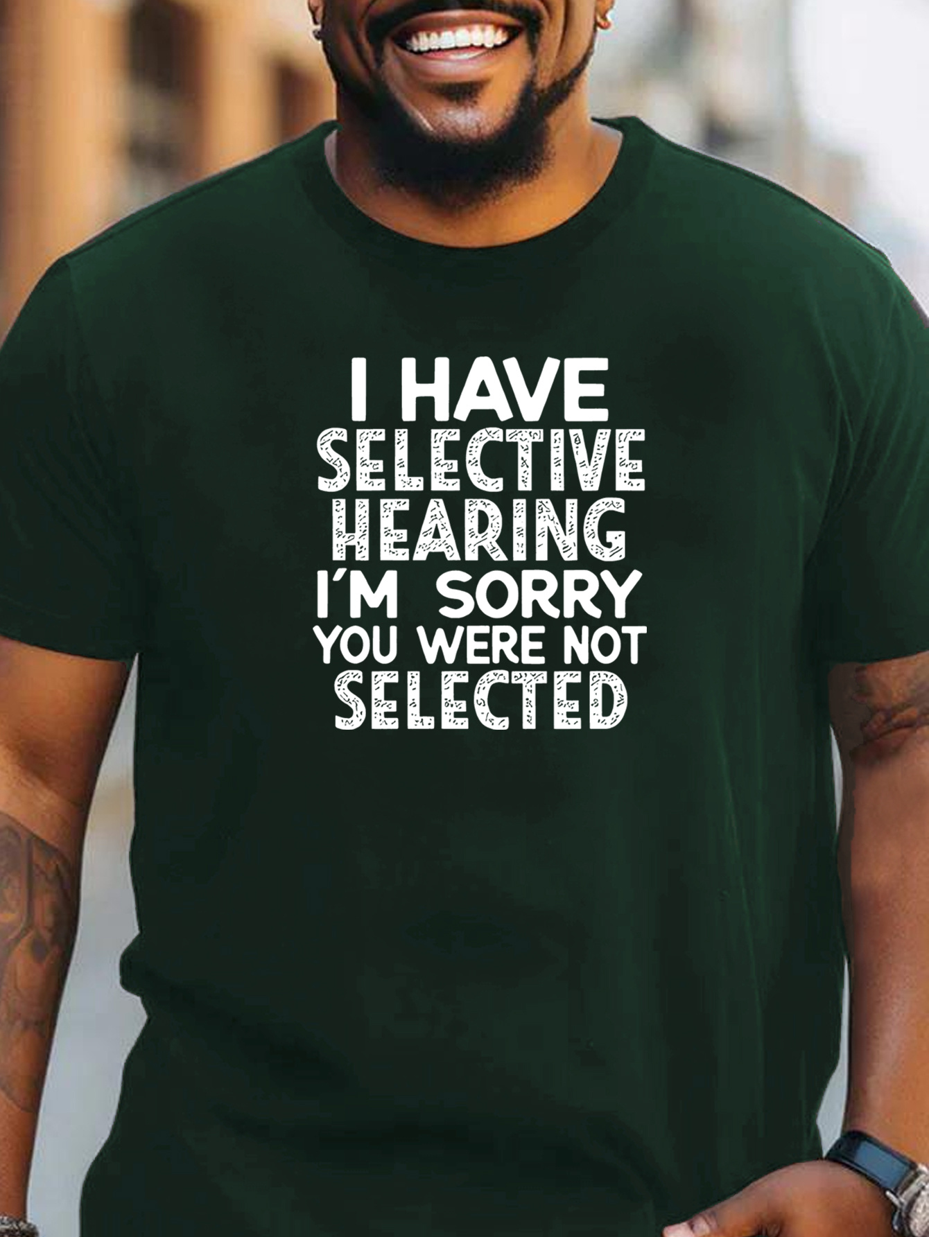 plus size mens t shirt i have selective hearing graphic print tees for summer trendy casual short sleeve tops for males details 5