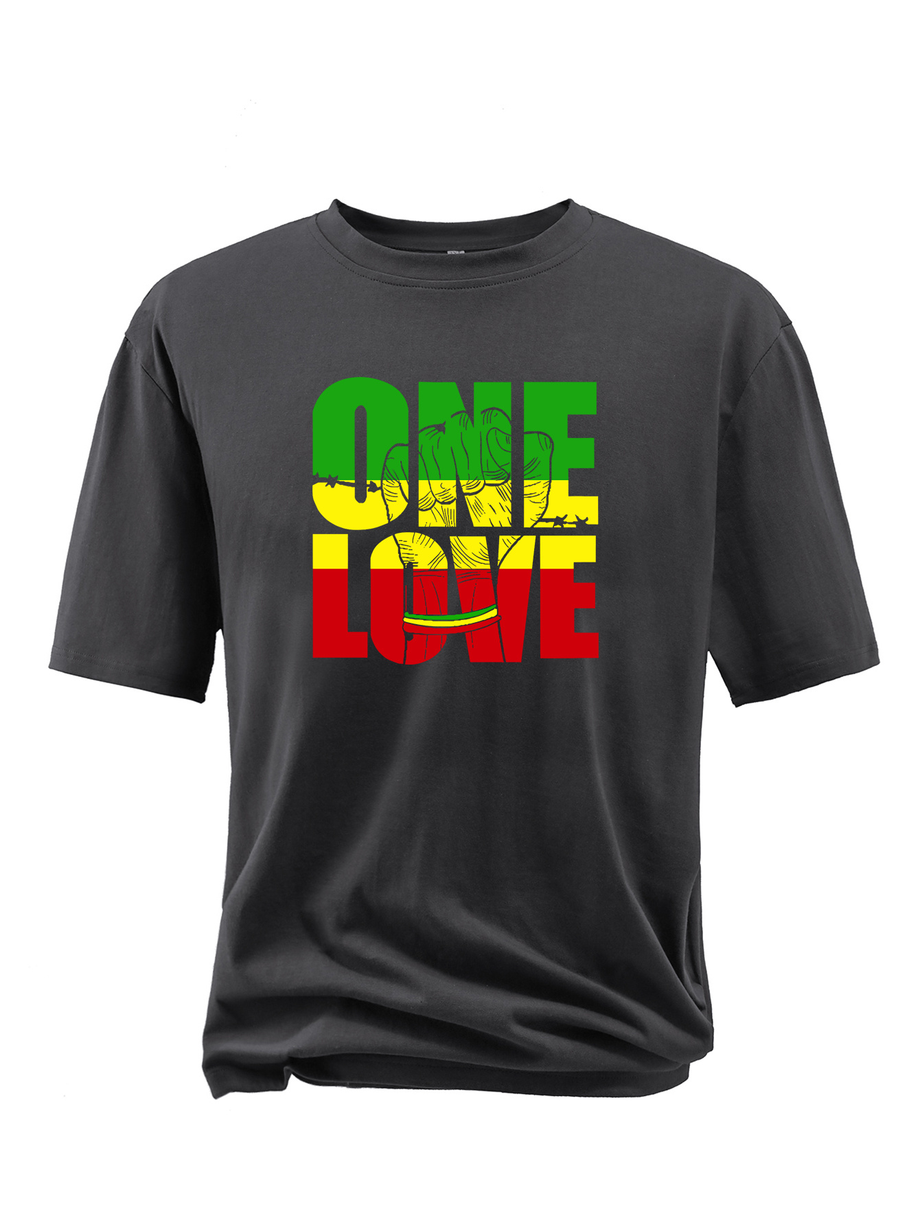 plus size one love print casual t shirt for men breathable comfy short sleeve sports tee big tall summer clothing details 9