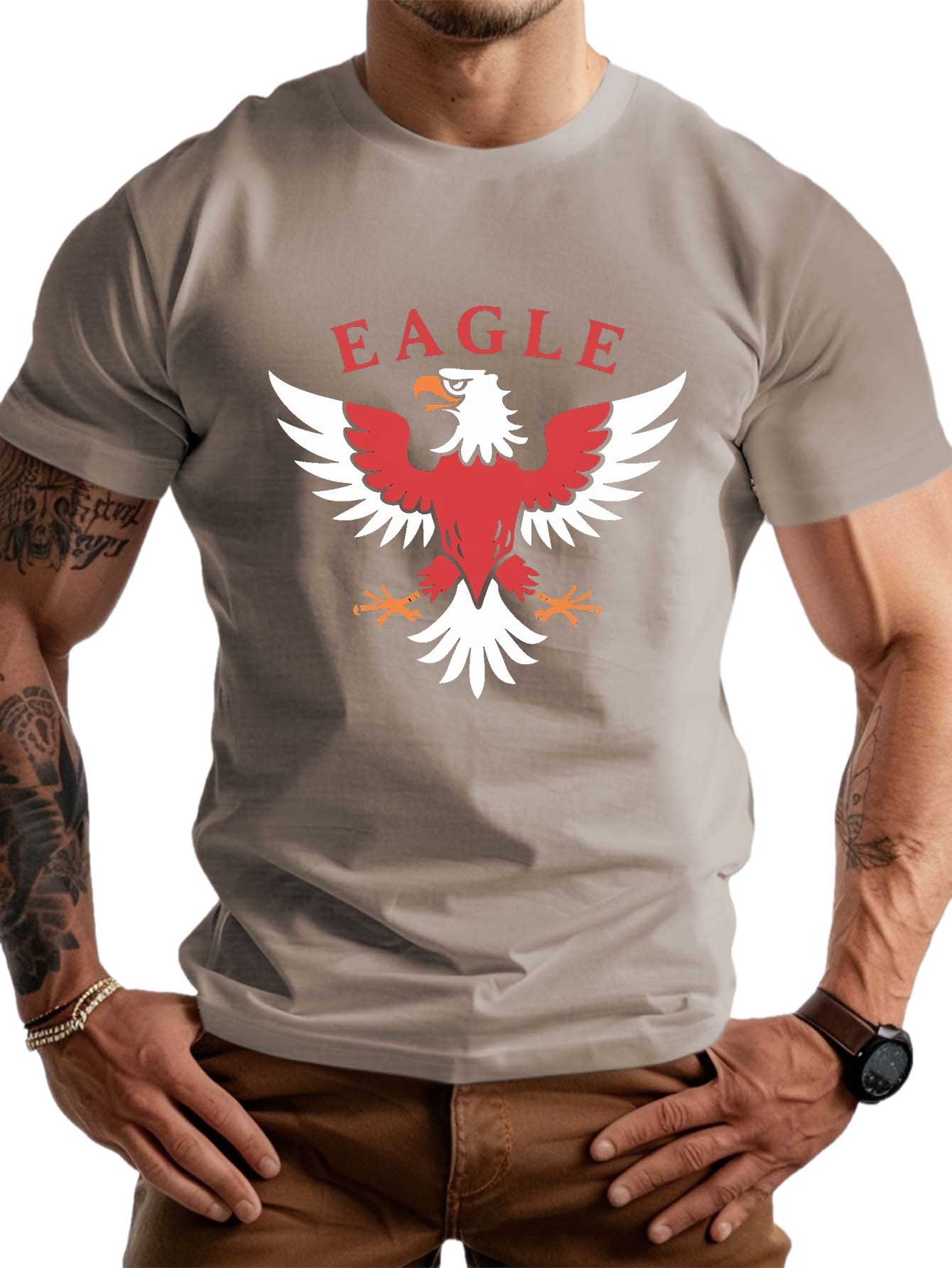 plus size mens summer t shirt spread wings eagle graphic print short sleeve tees trendy casual tops for daily life big tall guys details 8