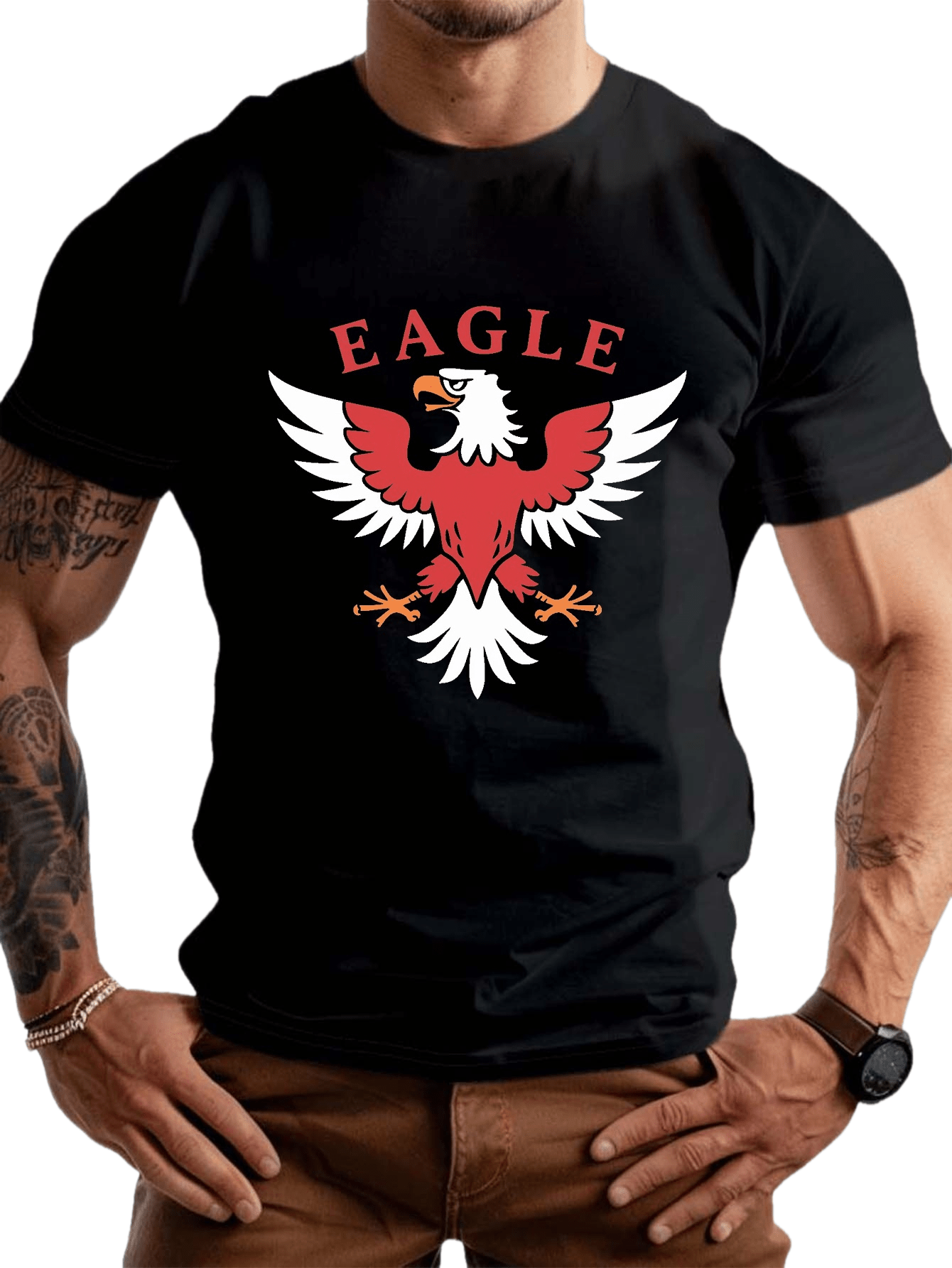 plus size mens summer t shirt spread wings eagle graphic print short sleeve tees trendy casual tops for daily life big tall guys details 14