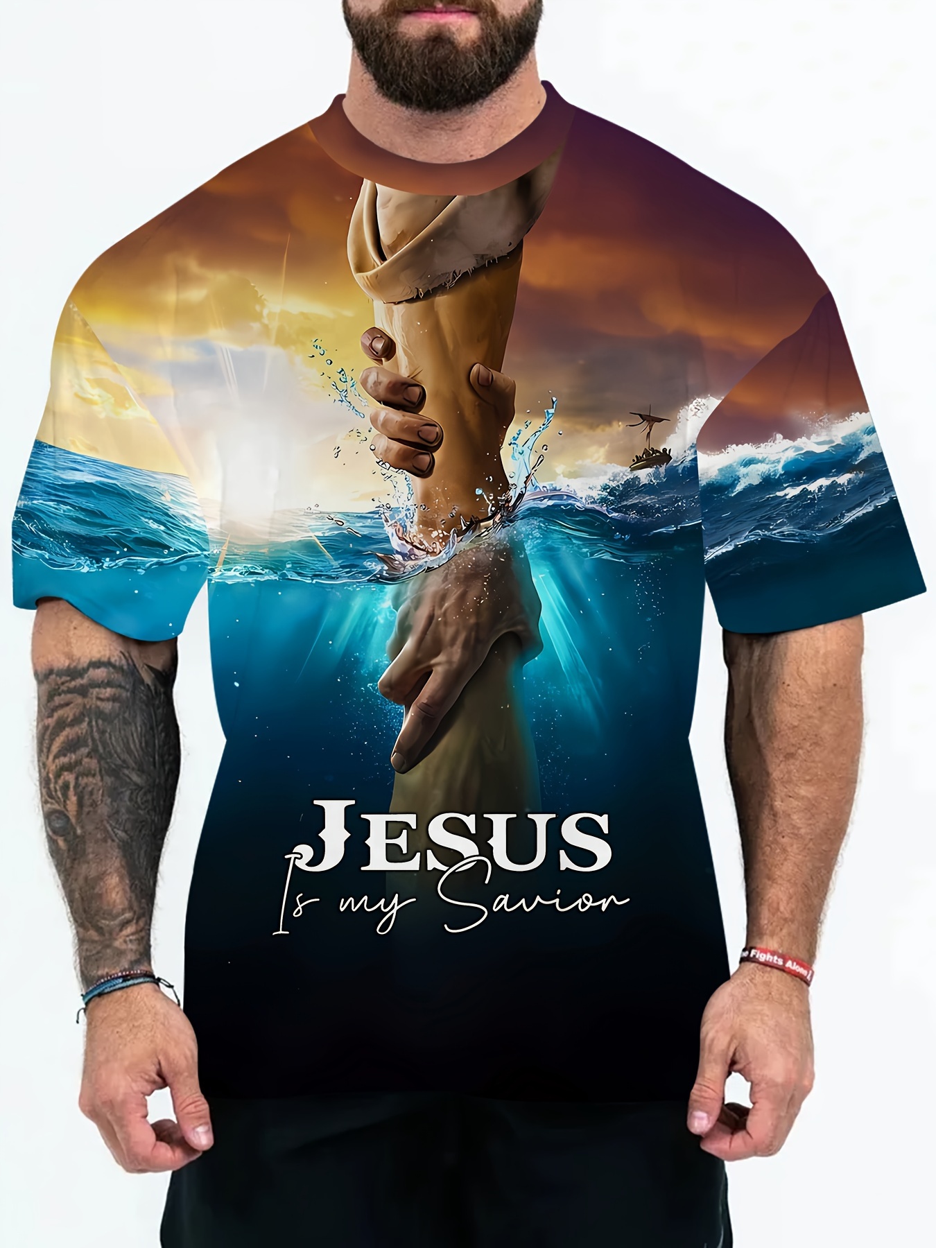 mens plus size fashion t shirt summer outdoor casual wear short sleeve with religious graphic tee religious inspirational clothing details 0